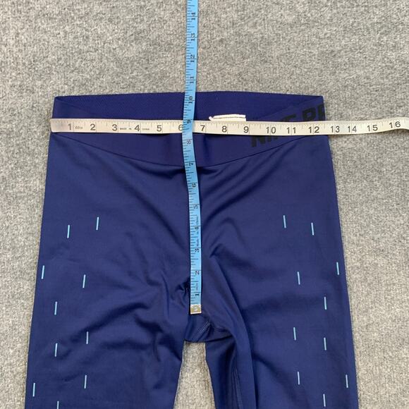 Nike Leggings Womens M Medium Navy Dri Fit Pro Linear Rain Pull On Stretch Capri - Picture 3 of 9